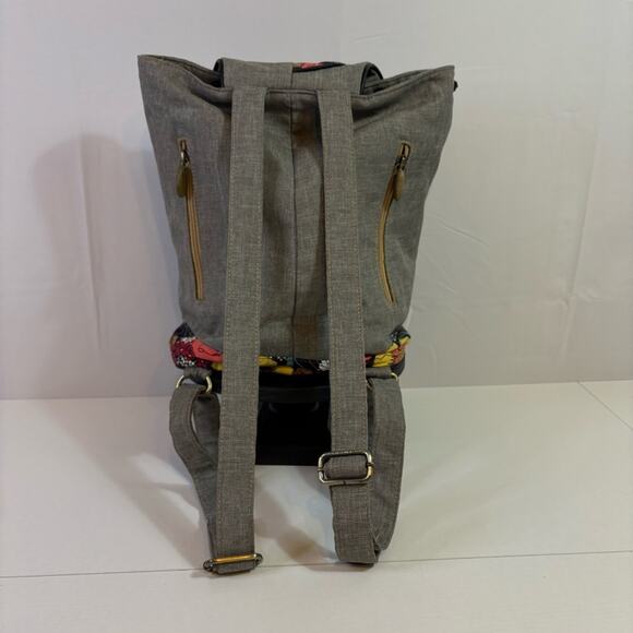 Kasite Gray Backpack with Funky Embroidery  and Flowers main image 5